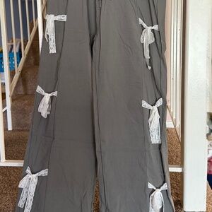 Gray Bow Pants